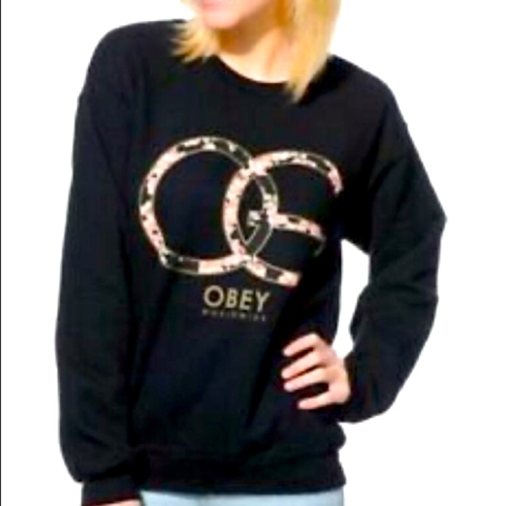 OBEY WOMENS BLACK CLASSIC Crewneck